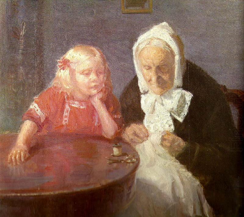 bedstemor underholdes, Anna Ancher